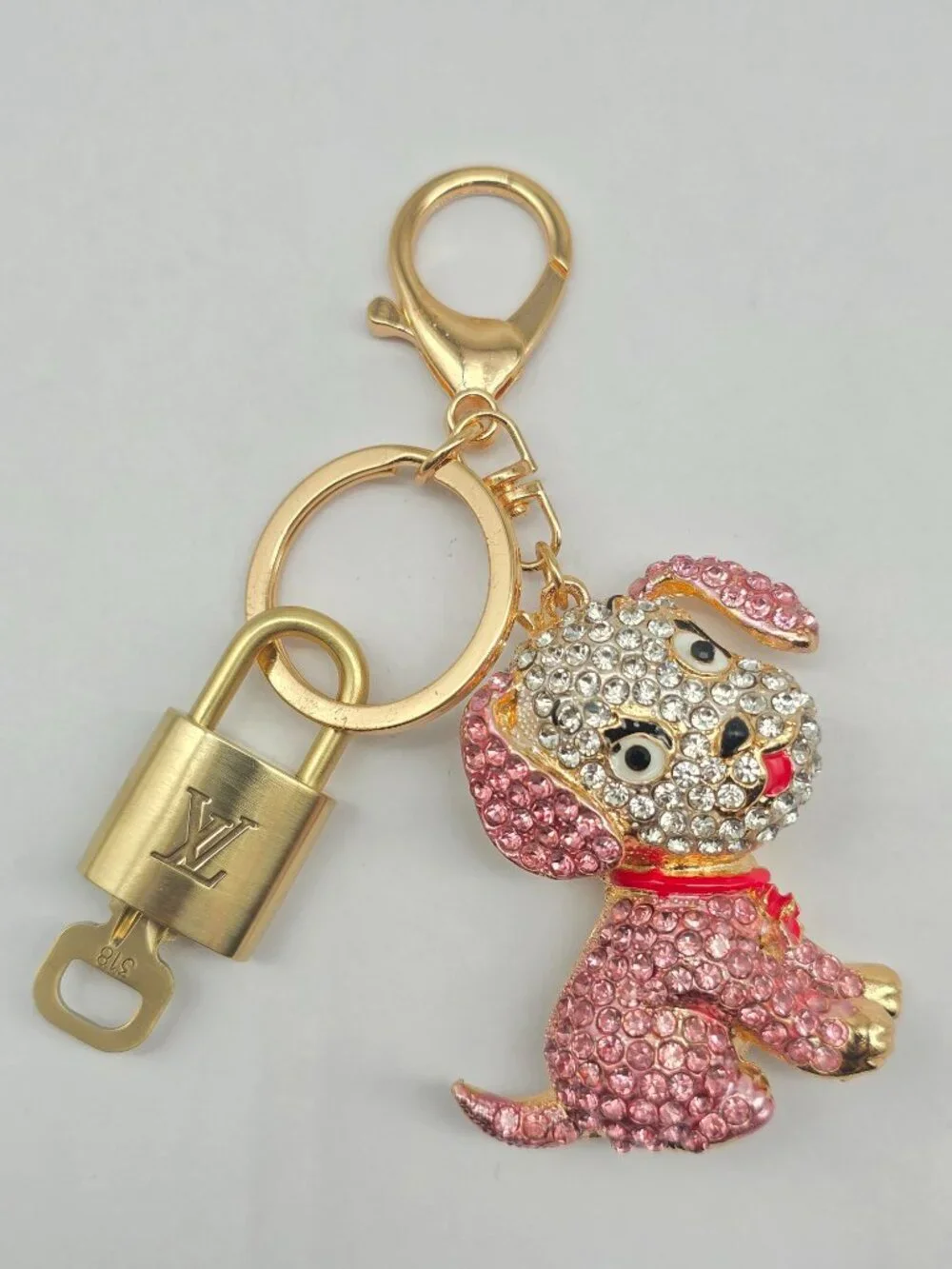 Authentic Louis Vuitton Gold Lock 🔒 Unbranded Dog Keychain Bag Charm LV
